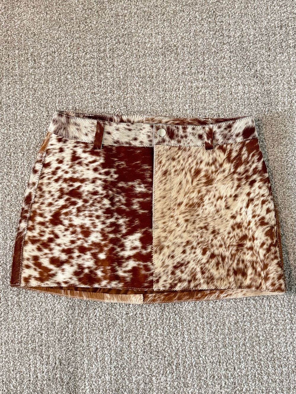 Understated Leather Cowhide Mini Skirt Small